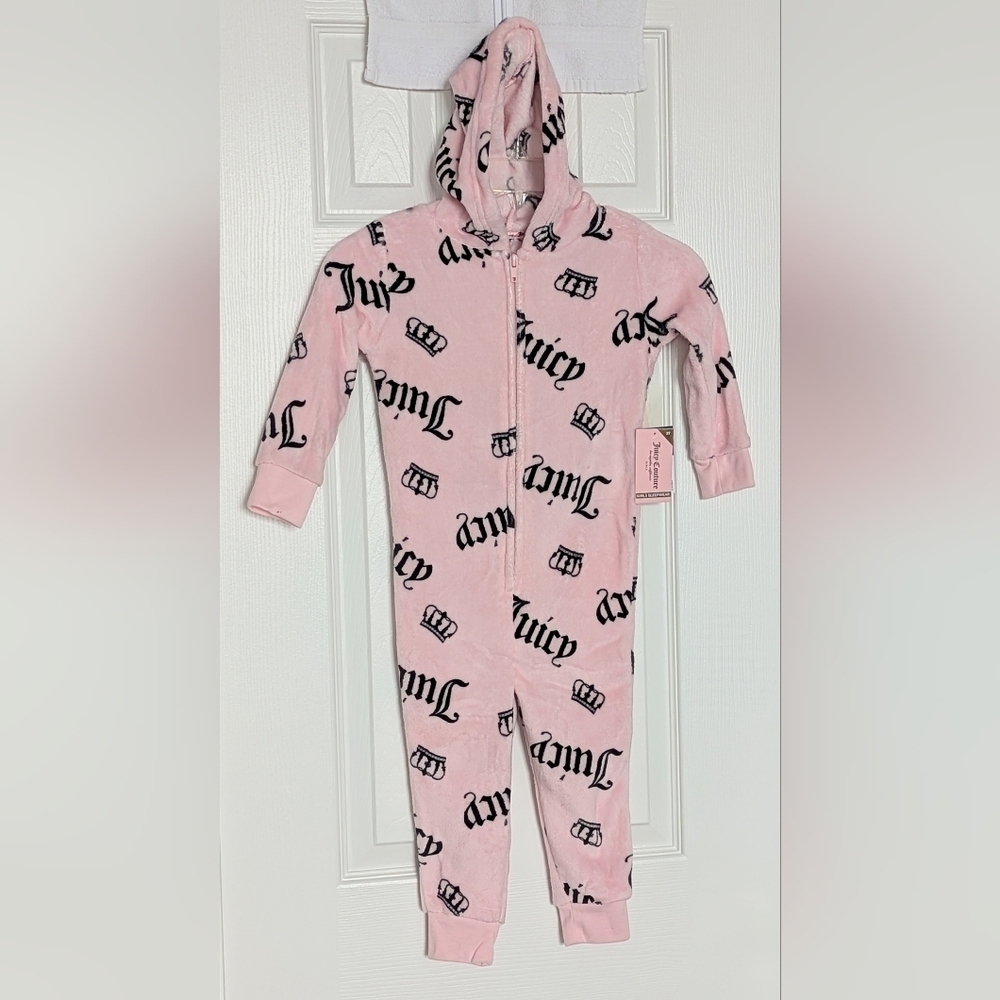 NWT Juicy Couture Kids (3T) 1-Piece Fleece Hooded Pyjama/Sleepwear/Jumpsuit